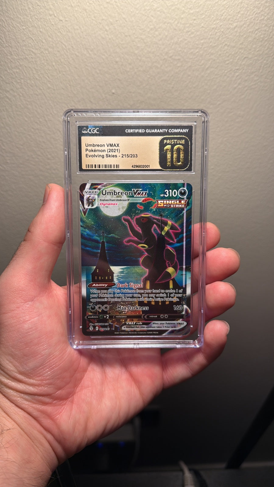 Umbreon VMAX (Alternate Art Secret) 215/203 (Evolving Skies) — CGC 10 (Pristine)