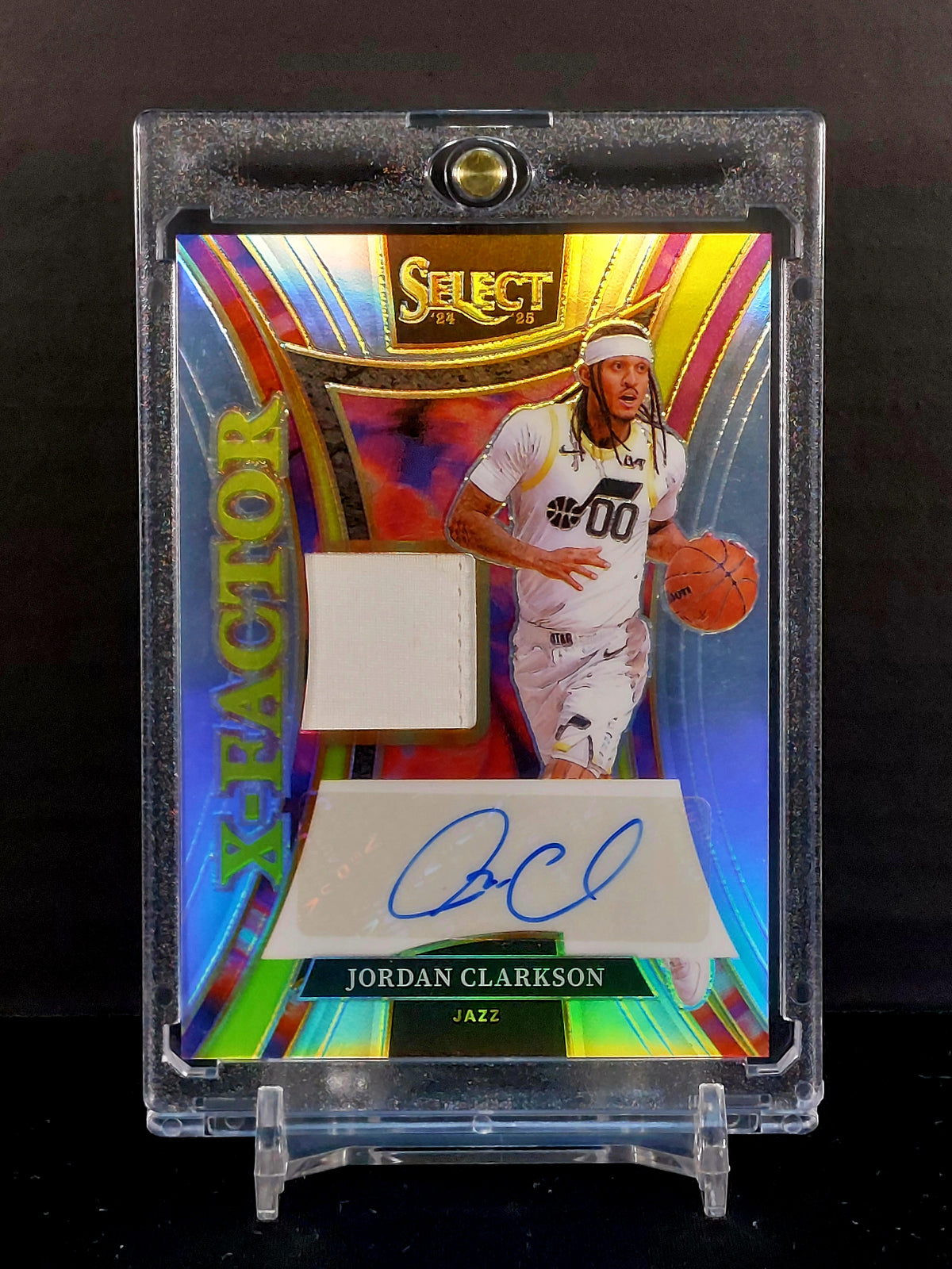JORDAN CLARKSON (AU, GU MEM #/199) #XMS-JOR - 2024-25 Panini Select, X-Factor Memorabilia Signatures /199
