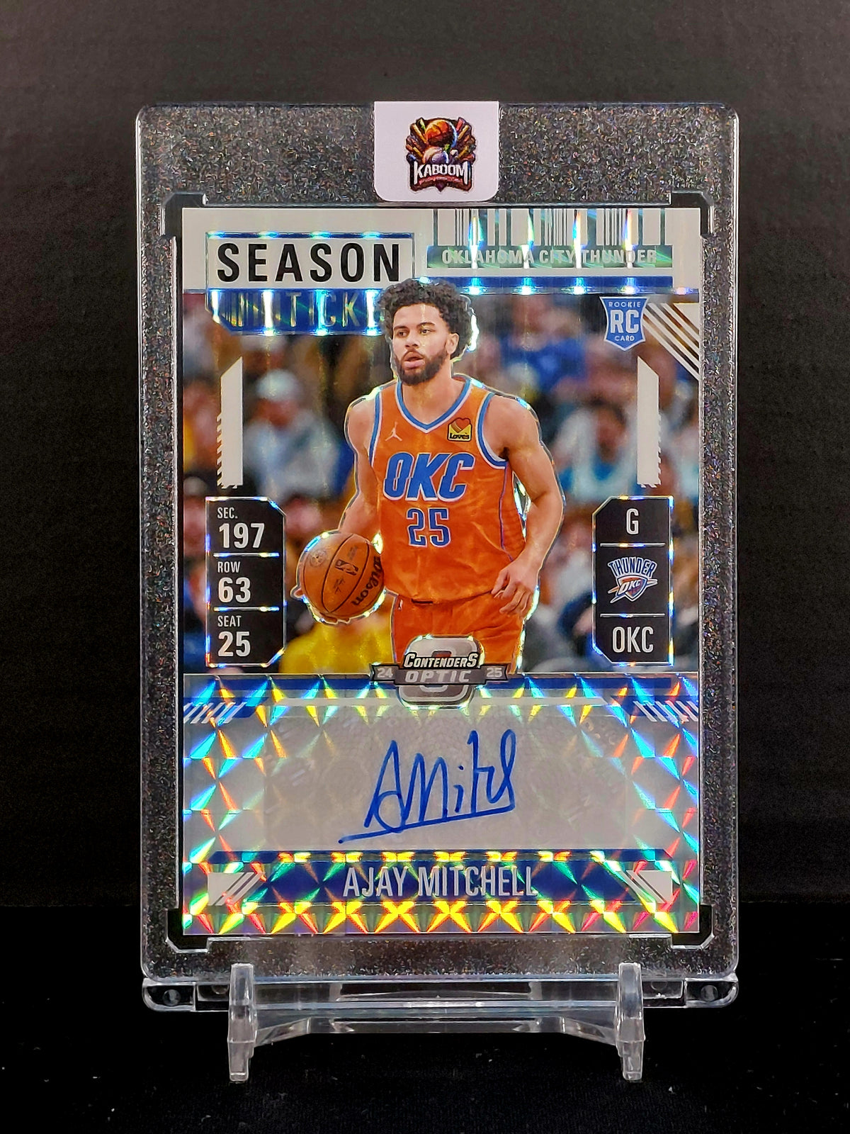 AJAY MITCHELL (RC, AU #/25) #RST-AJY - 2024-25 Panini Mosaic, Rookie Season Ticket White Prizm Auto /25
