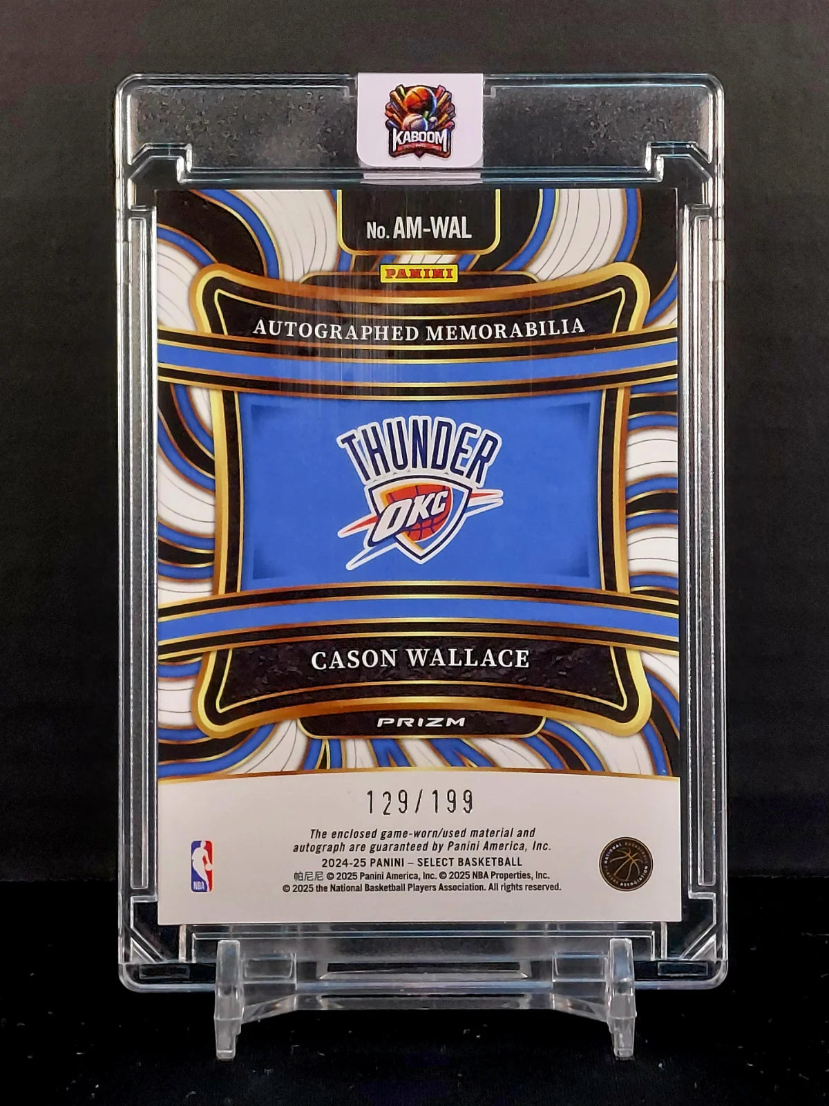 CASON WALLACE (GU MEM, AU #/199) #AM-WAL - 2024-25 Panini Select, Autographed GU Memorabilia /199
