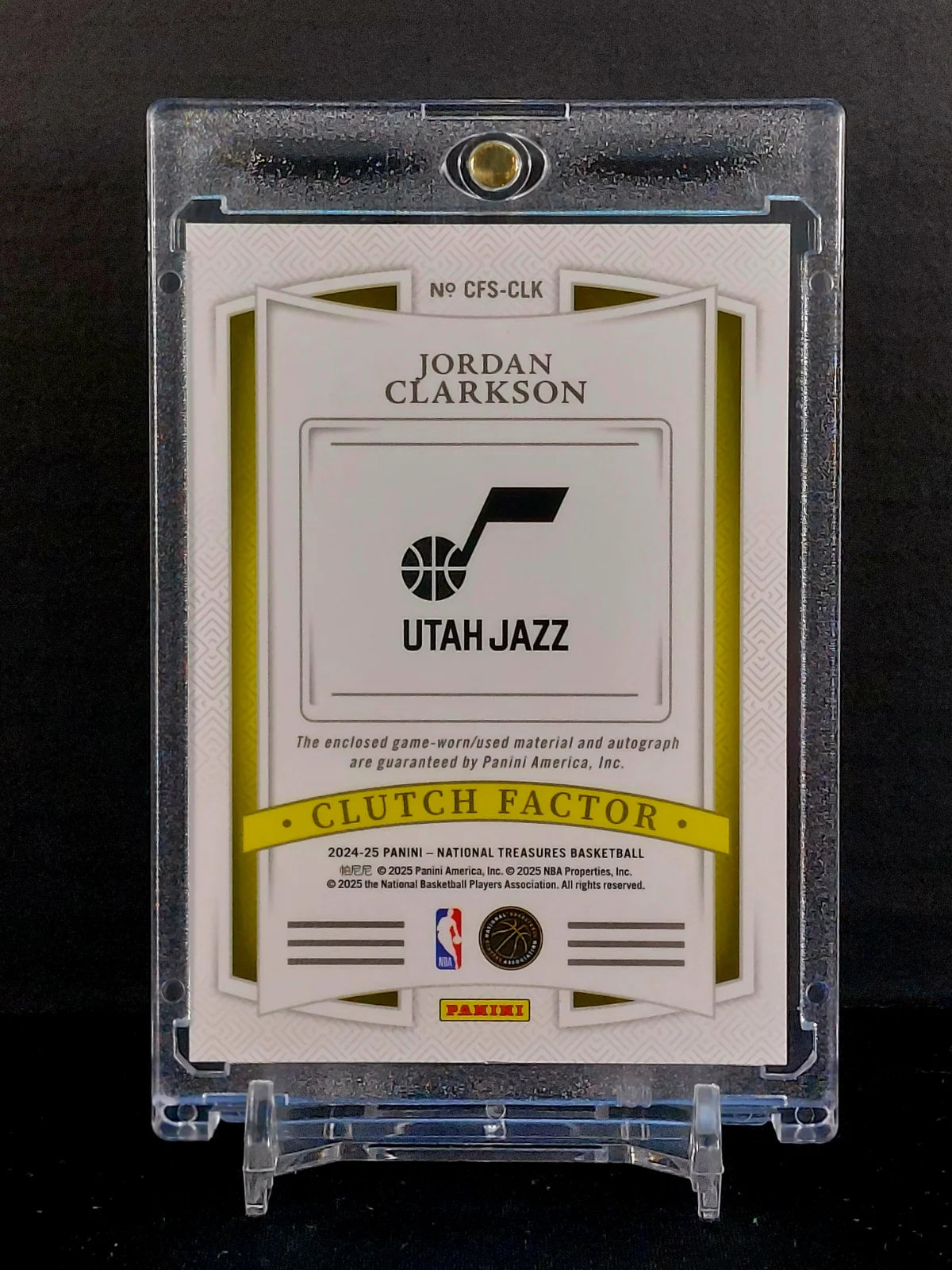 JORDAN CLARKSON (GU MEM, AU #/49) #CFS-CLK - 2024-25 Panini National Treasures, Clutch Factor Signatures /49 (On Card Auto)