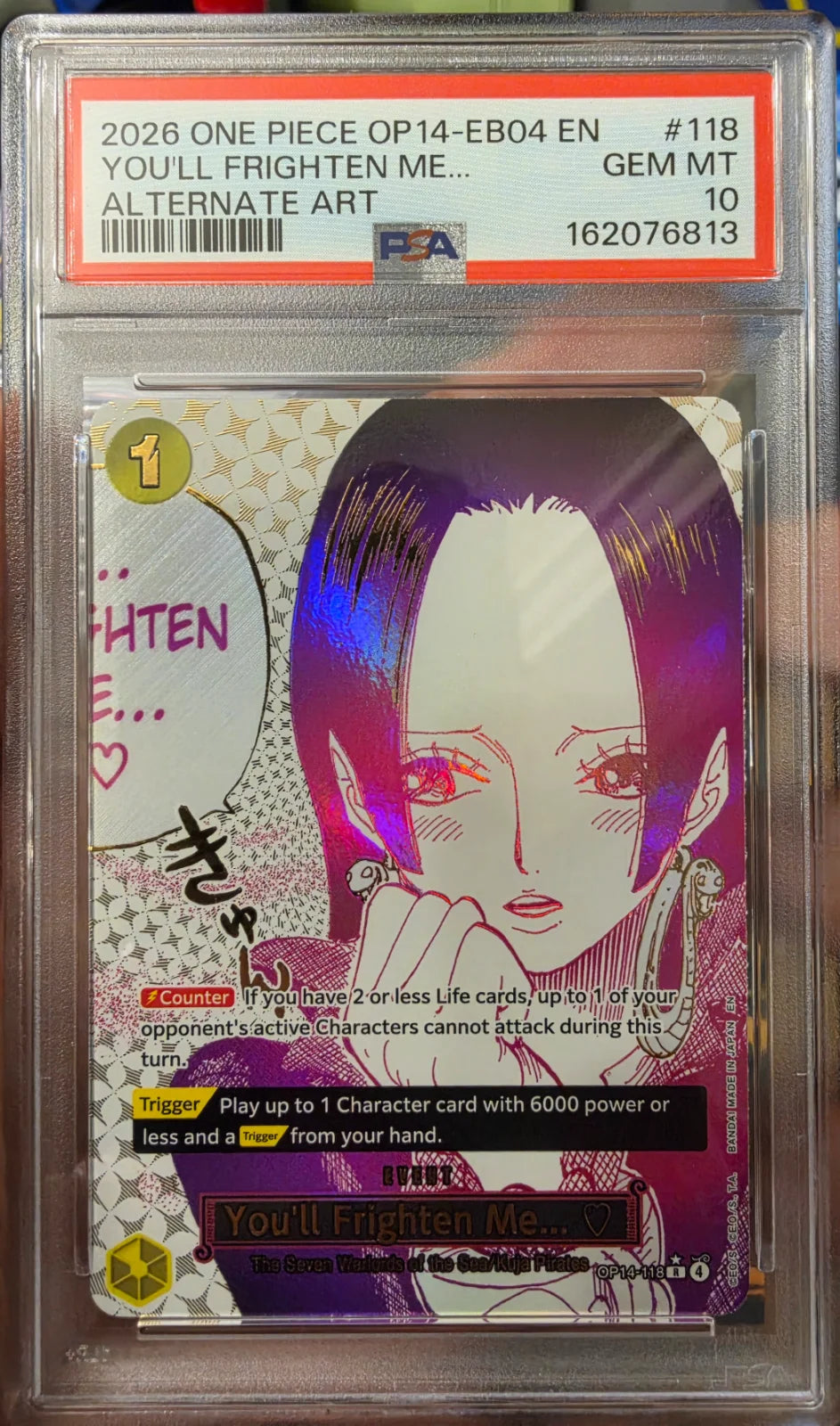 You'll Frighten Me... (Alternate Art) OP14-118 (The Azure Sea's Seven) — PSA 10