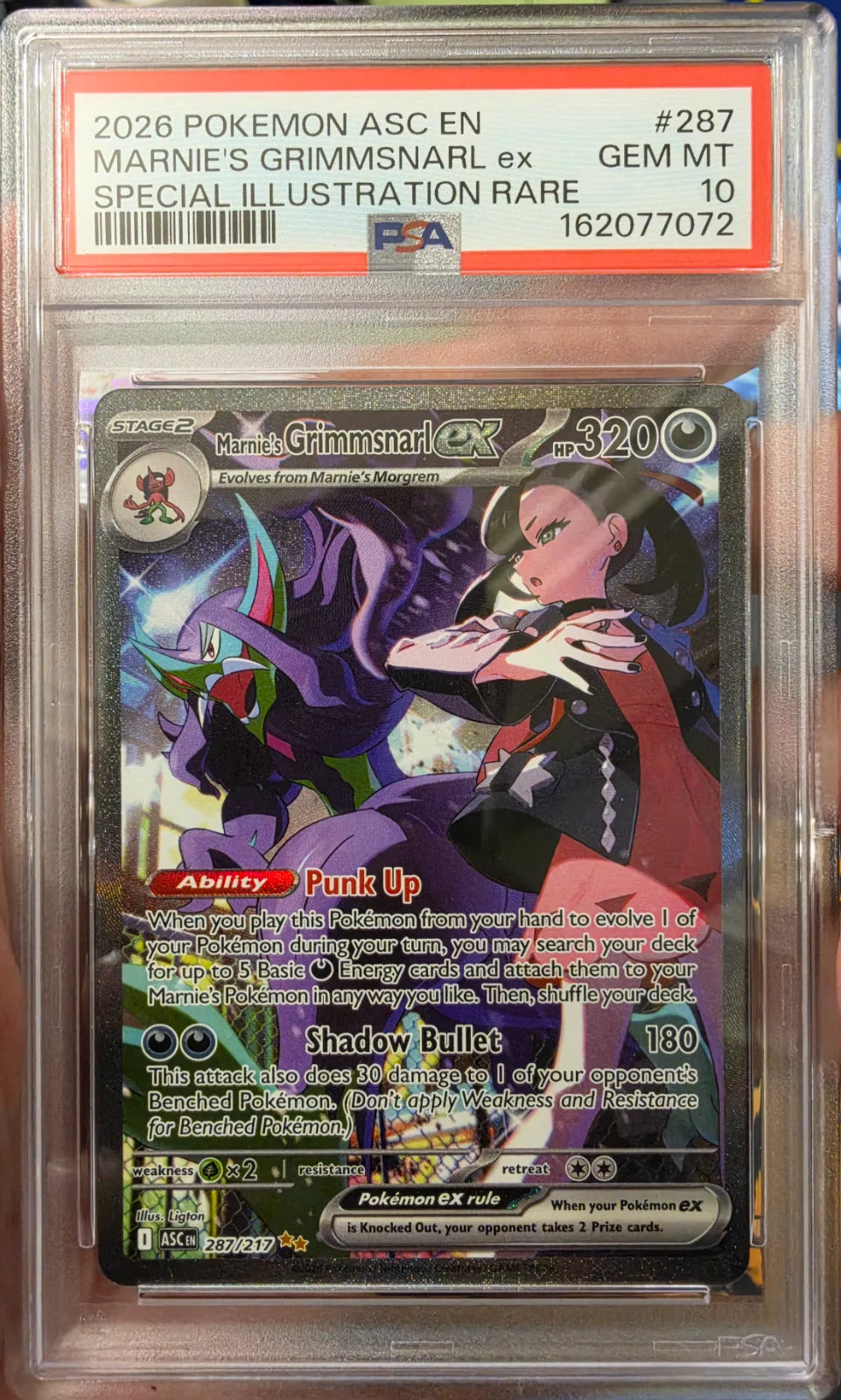 Marnie's Grimmsnarl ex 287/217 (Ascended Heroes) — PSA 10