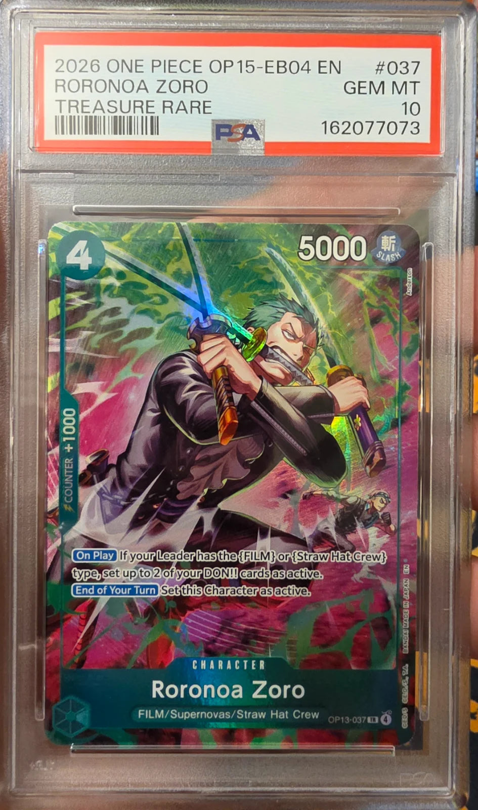 Roronoa Zoro (OP13-037) (Adventure on Kami's Island) — PSA 10
