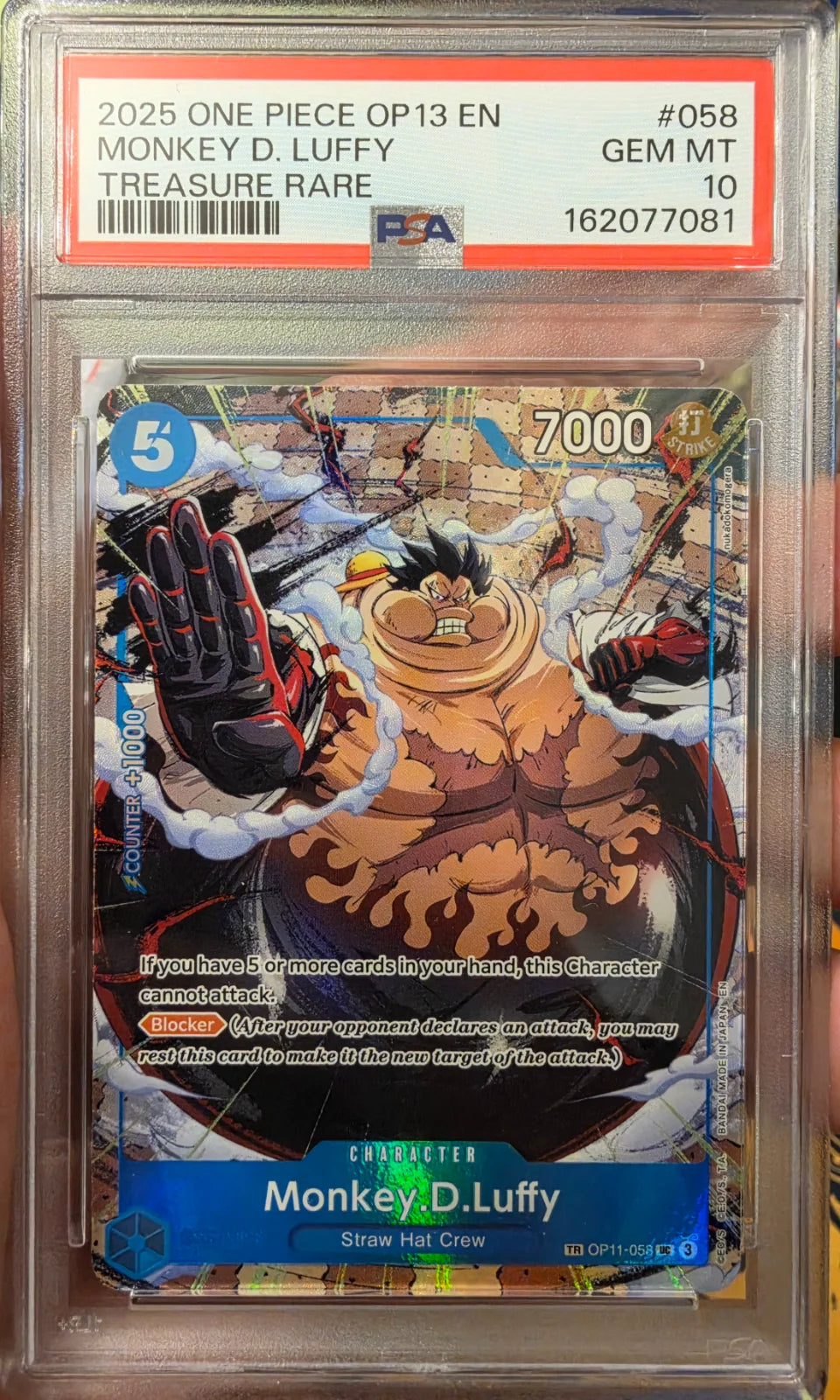 Monkey.D.Luffy - OP11-058 (TR) (Carrying On His Will) — PSA 10