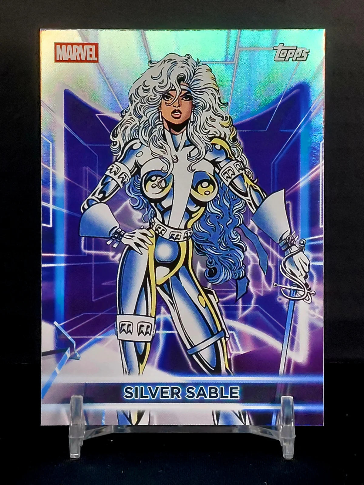 SILVER SABLE #150 - 2026 Topps Marvel Neon, Rainbow Foil