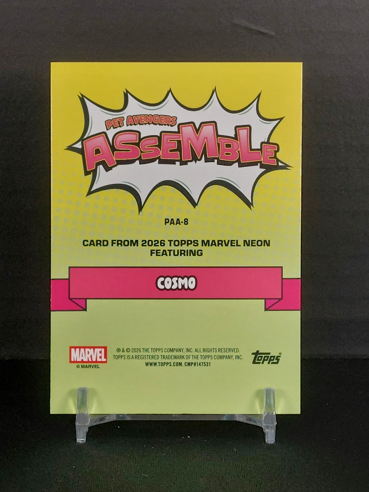 COSMO #PAA-8 - 2026 Topps Marvel Neon, Pet Avengers Assemble