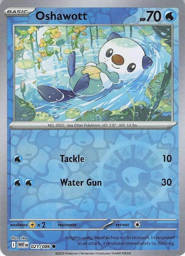 Oshawott 021/086 · Reverse Holofoil (White Flare)