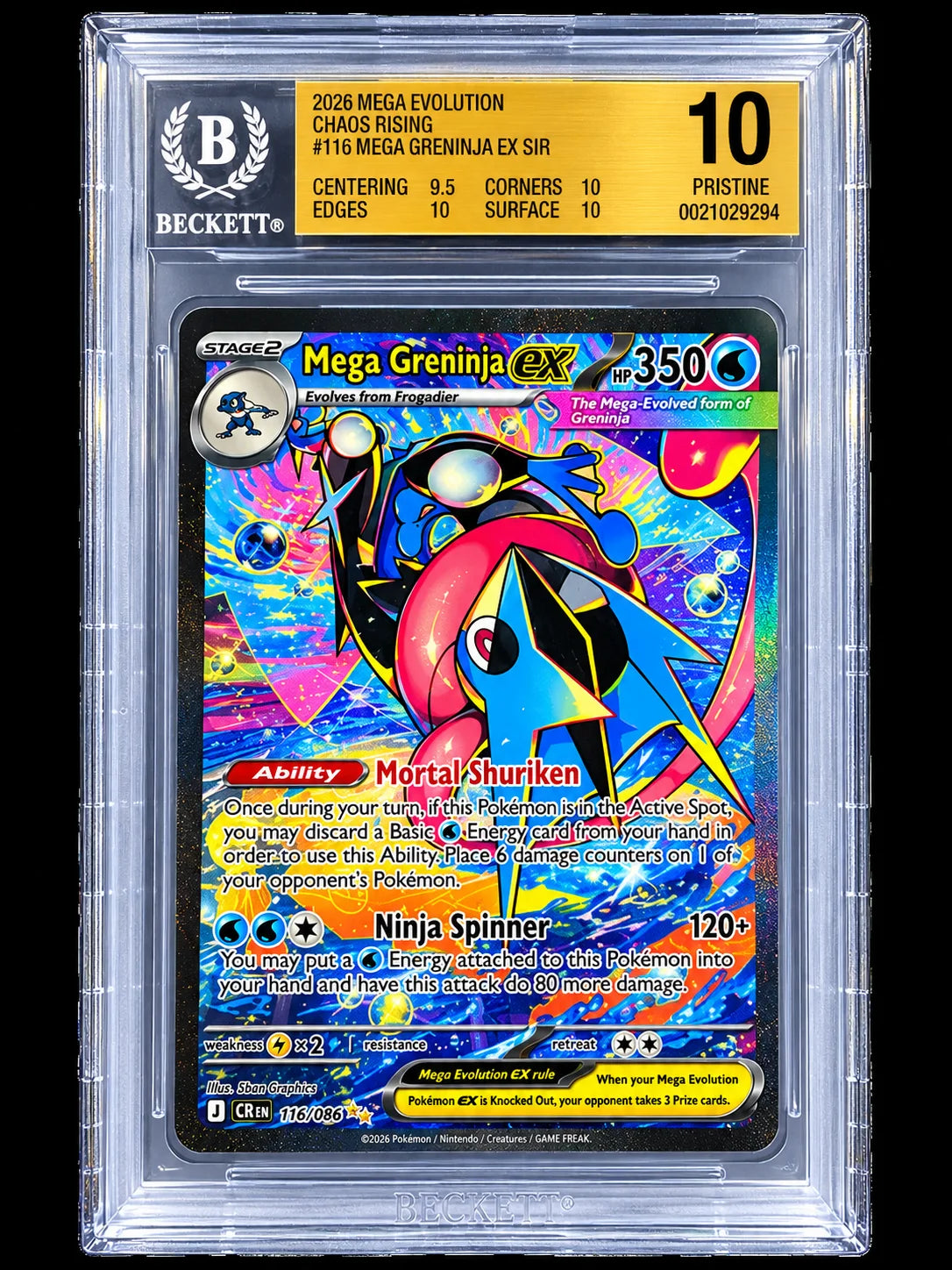 Mega Greninja ex 116/086 (Chaos Rising) — BGS 10 (Pristine)