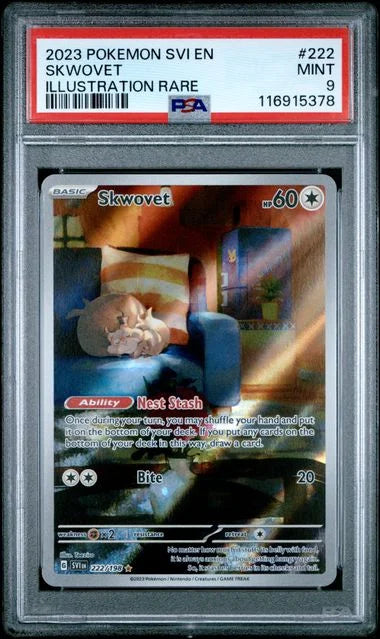 Skwovet 222/198 (Scarlet & Violet Base Set) — PSA 9