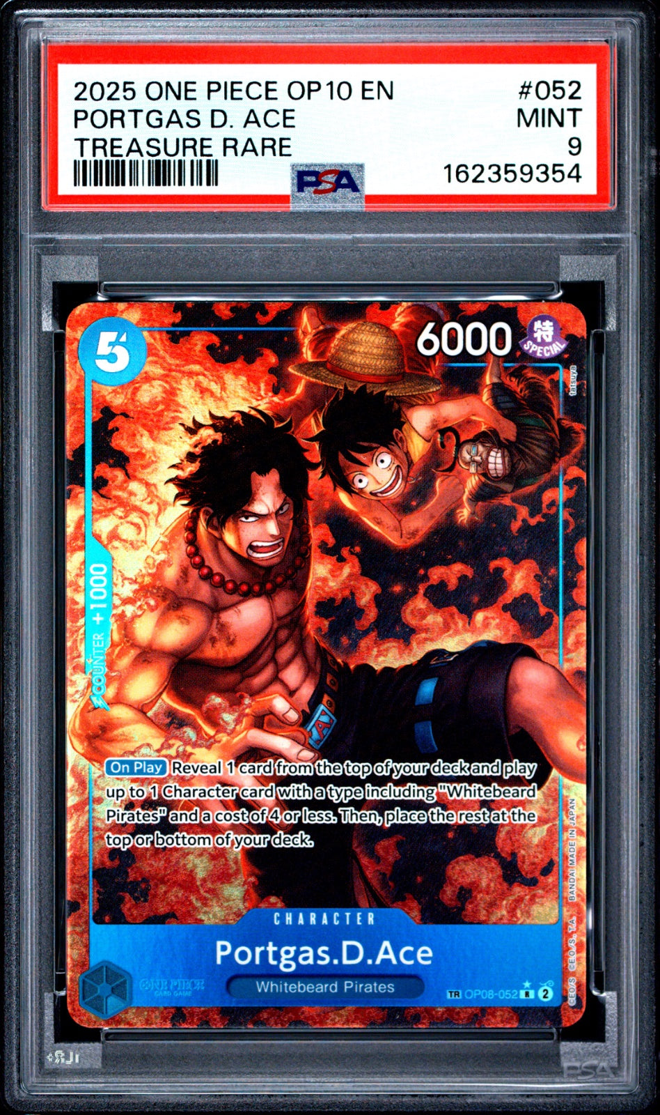 Portgas.D.Ace (TR) OP08-052 (Royal Blood) — PSA 9