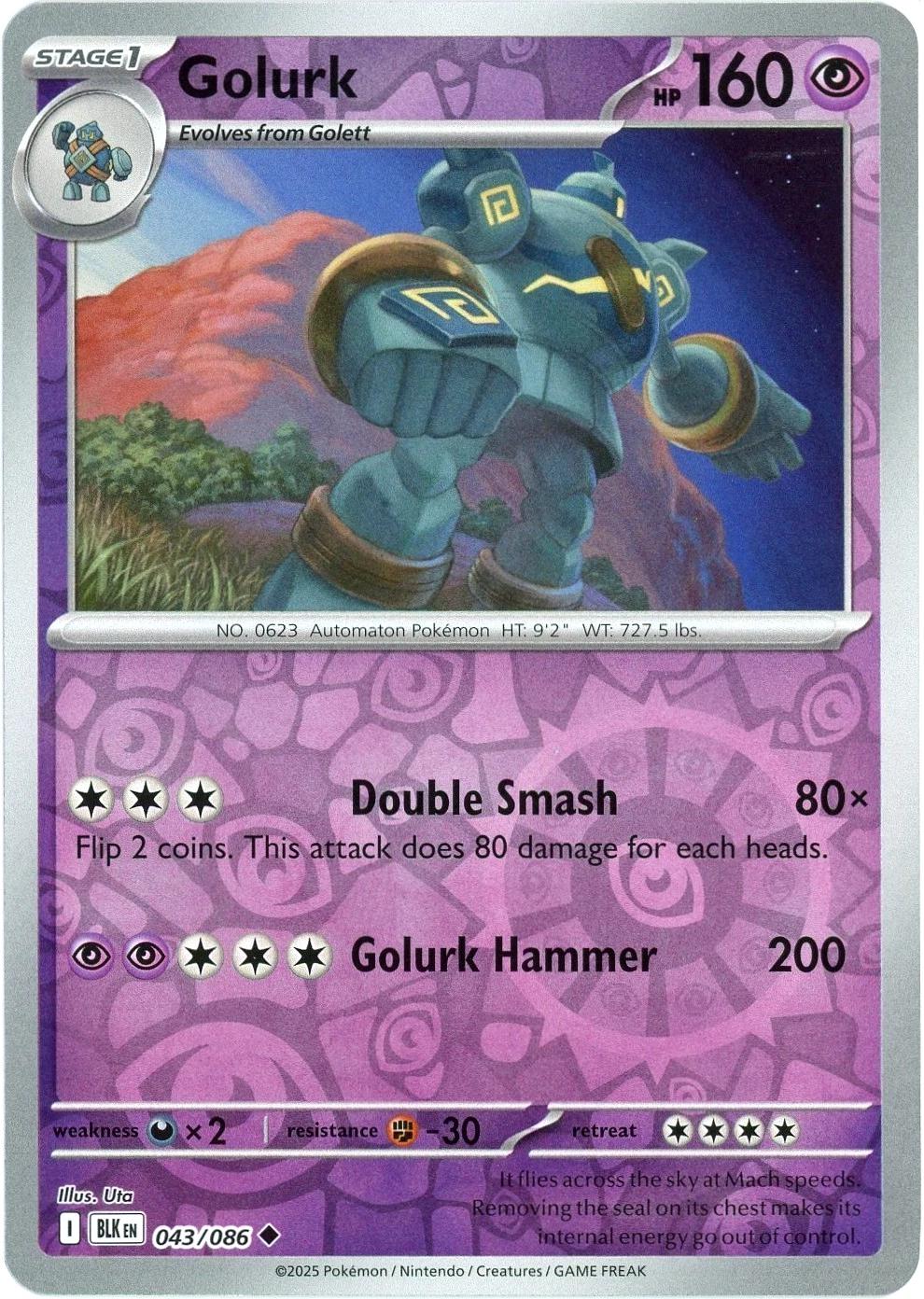 Golurk 043/086 · Reverse Holofoil (Black Bolt)