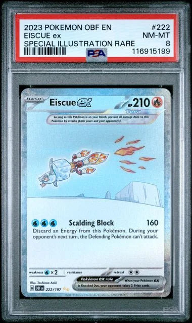 Eiscue ex 222/197 (Obsidian Flames) — PSA 8