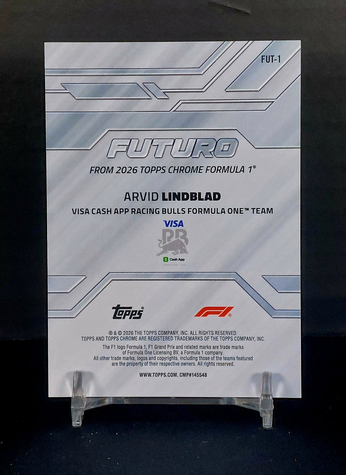 ARVID LINDBLAD (Rookie) #FUT-1 - 2026 Topps Chrome F1, FUTURO Rookie Case Hit SSP (Odds 1:33 cases)
