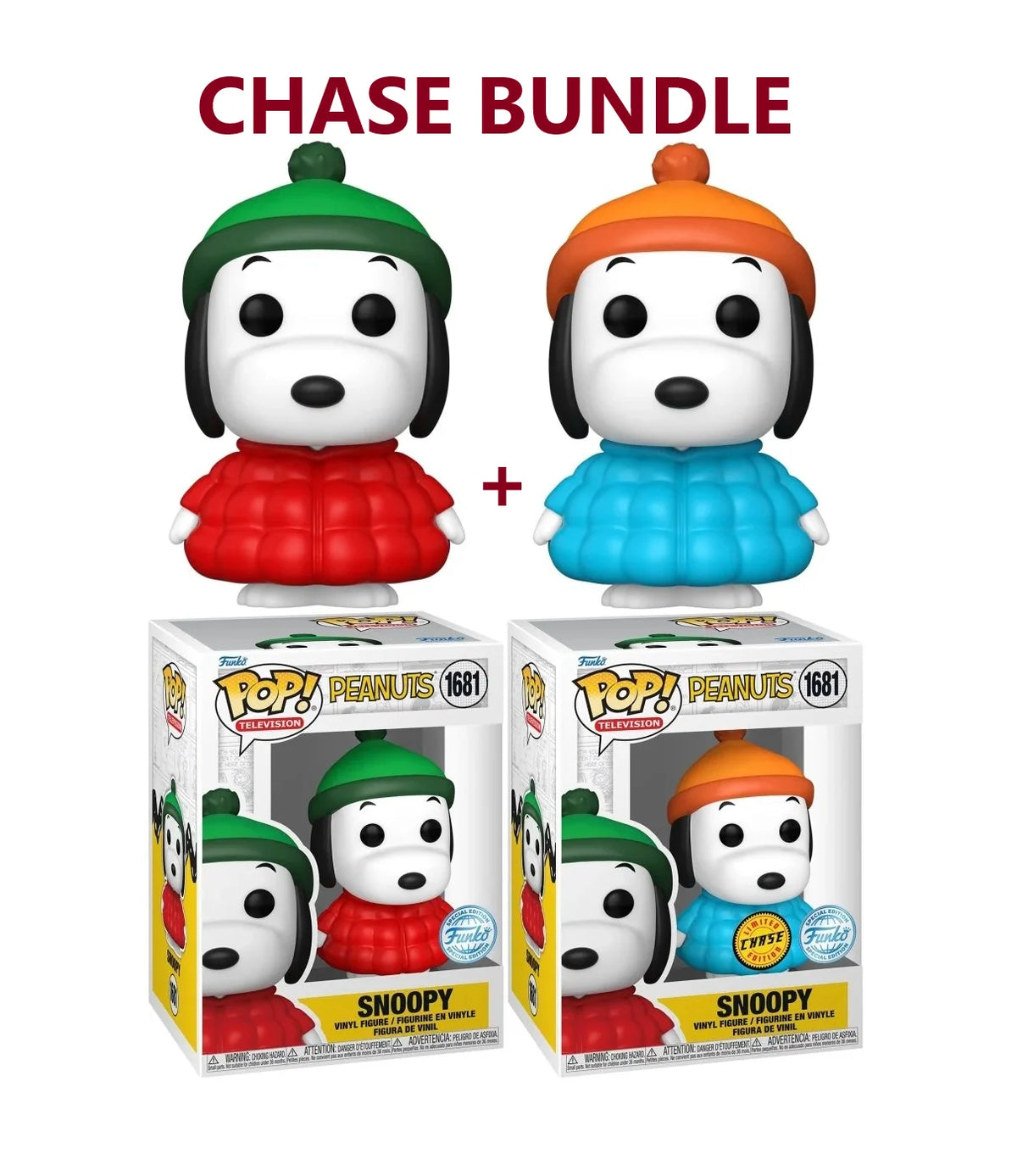 Funko POP! Peanuts - Snoopy in Puffer Jacket #1681 (Chase Bundle) Special Edition Exclusive