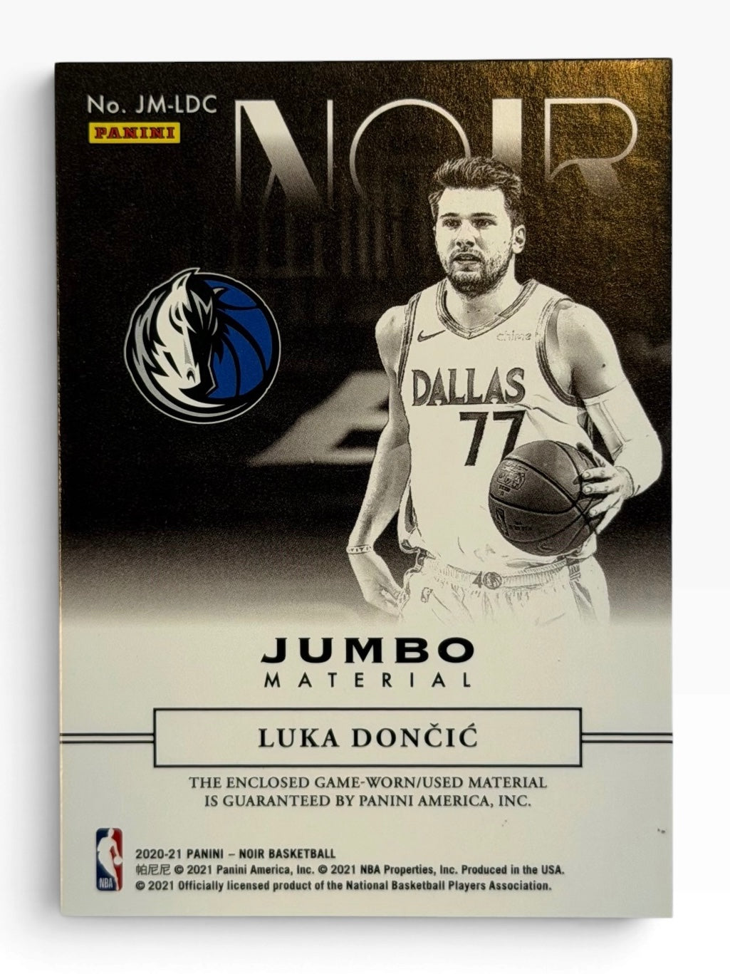 2020-21 Panini Noir Luka Doncic Jumbo Material /99