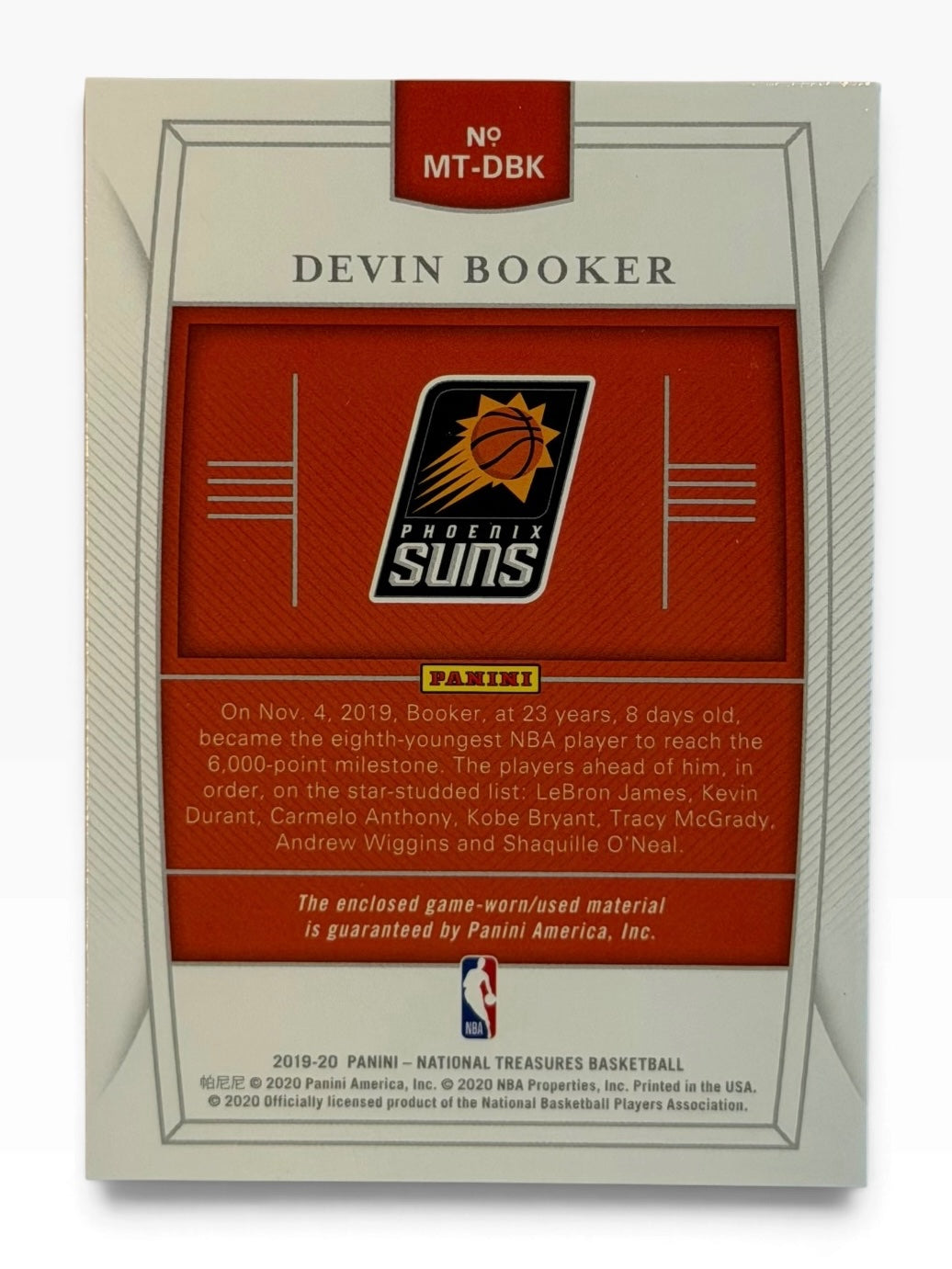 2019-20 Panini National Treasure Devin Booker Material Treasures Gold /10