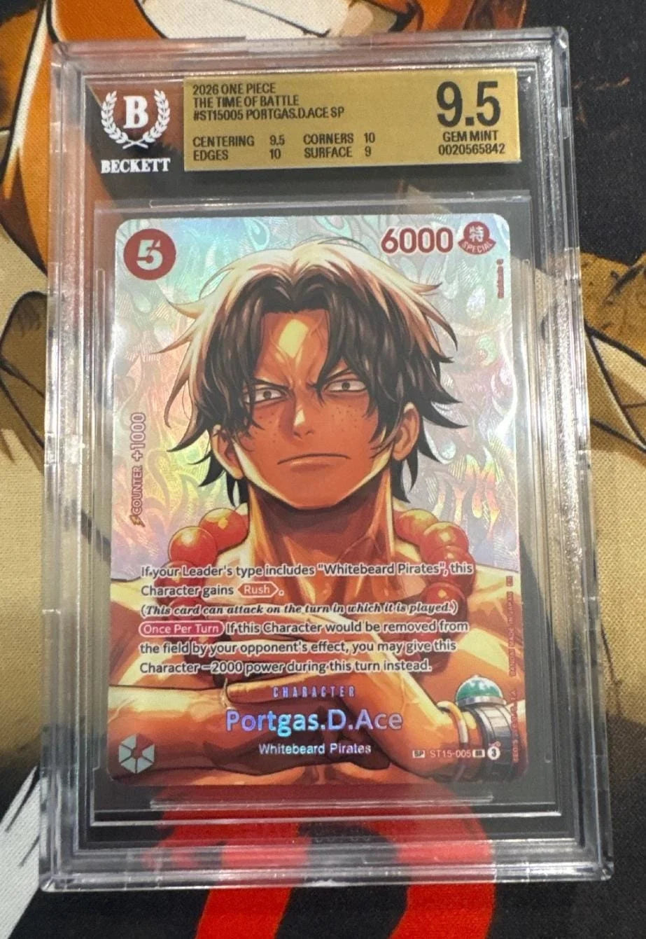 2026 One Piece: The Time of Battle #ST15-005 Portgas D. Ace SP. Beckett BGS 9.5
