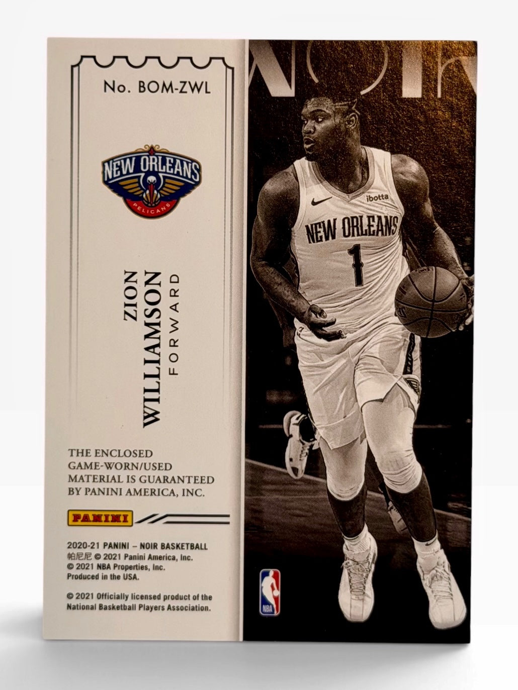 2020-21 Panini Noir Zion Williamson Box Office /25
