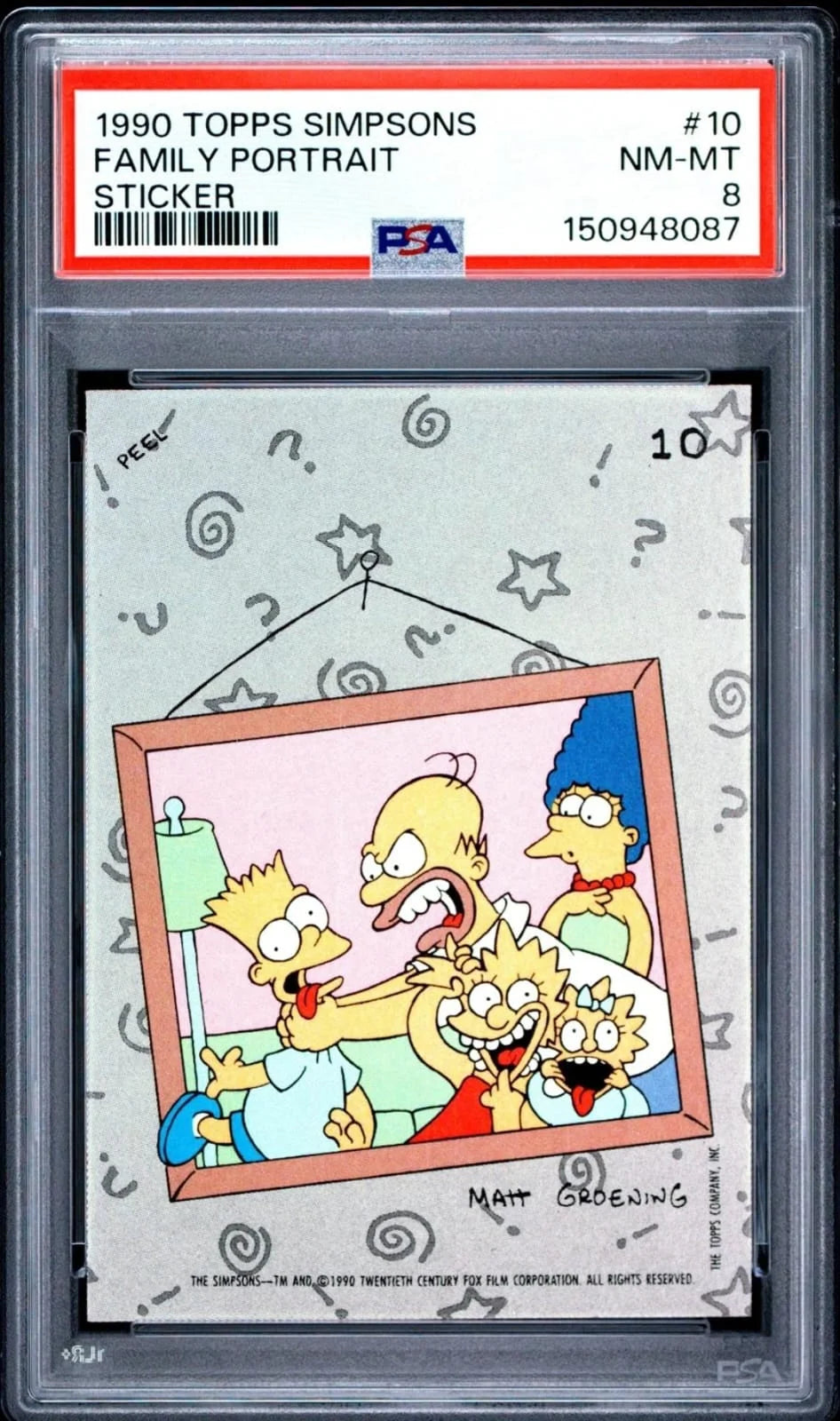 1990 Topps The Simpsons “Family Portrait” Sticker #10 PSA8