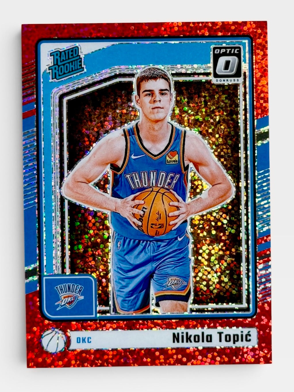 2024-25 Panini Optic Donruss Nikola Topic Rated Rookie Red Sparkle