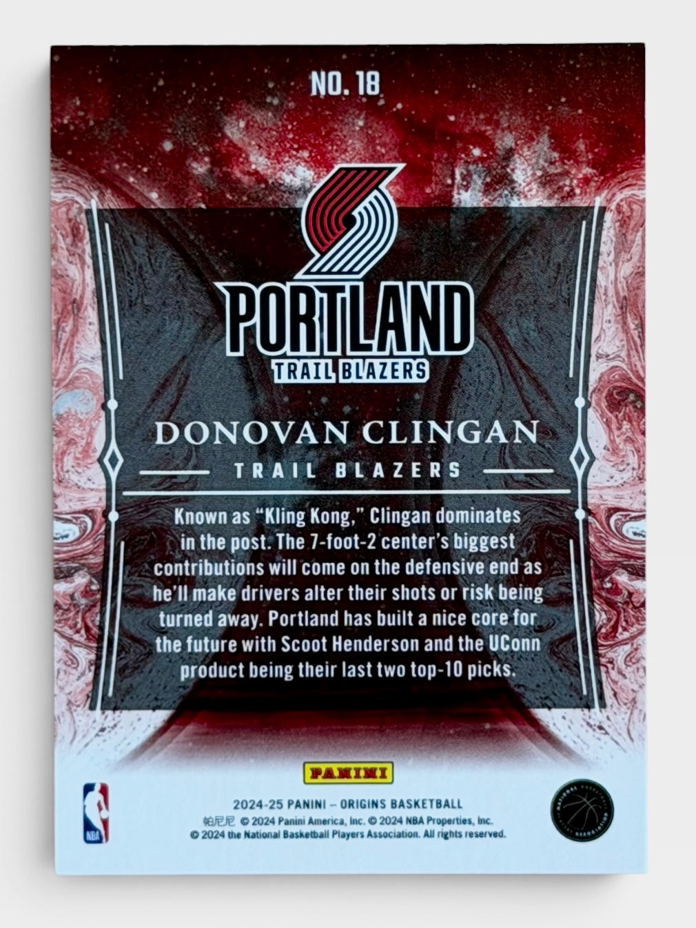 2024-25 Panini Origins Donoval Clingan Taking The Leap