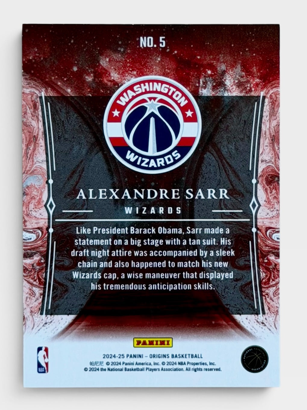 2024-25 Panini Origins Alexander Sarr Taking The Leap