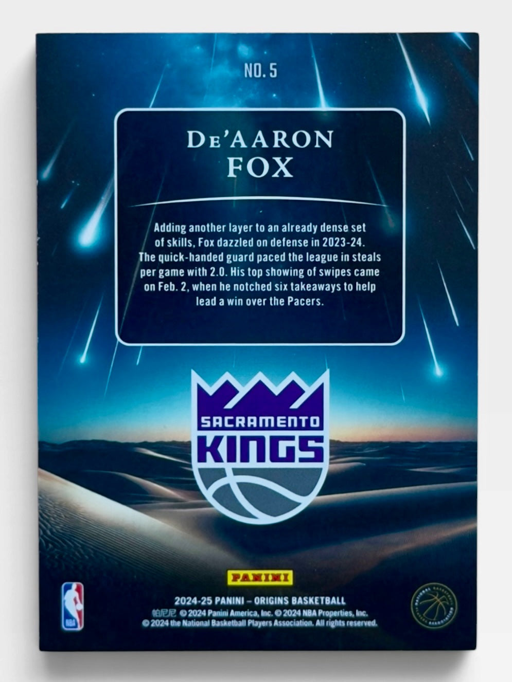 2024-25 Panini Origins D’Aaron Fox Meteor Shower