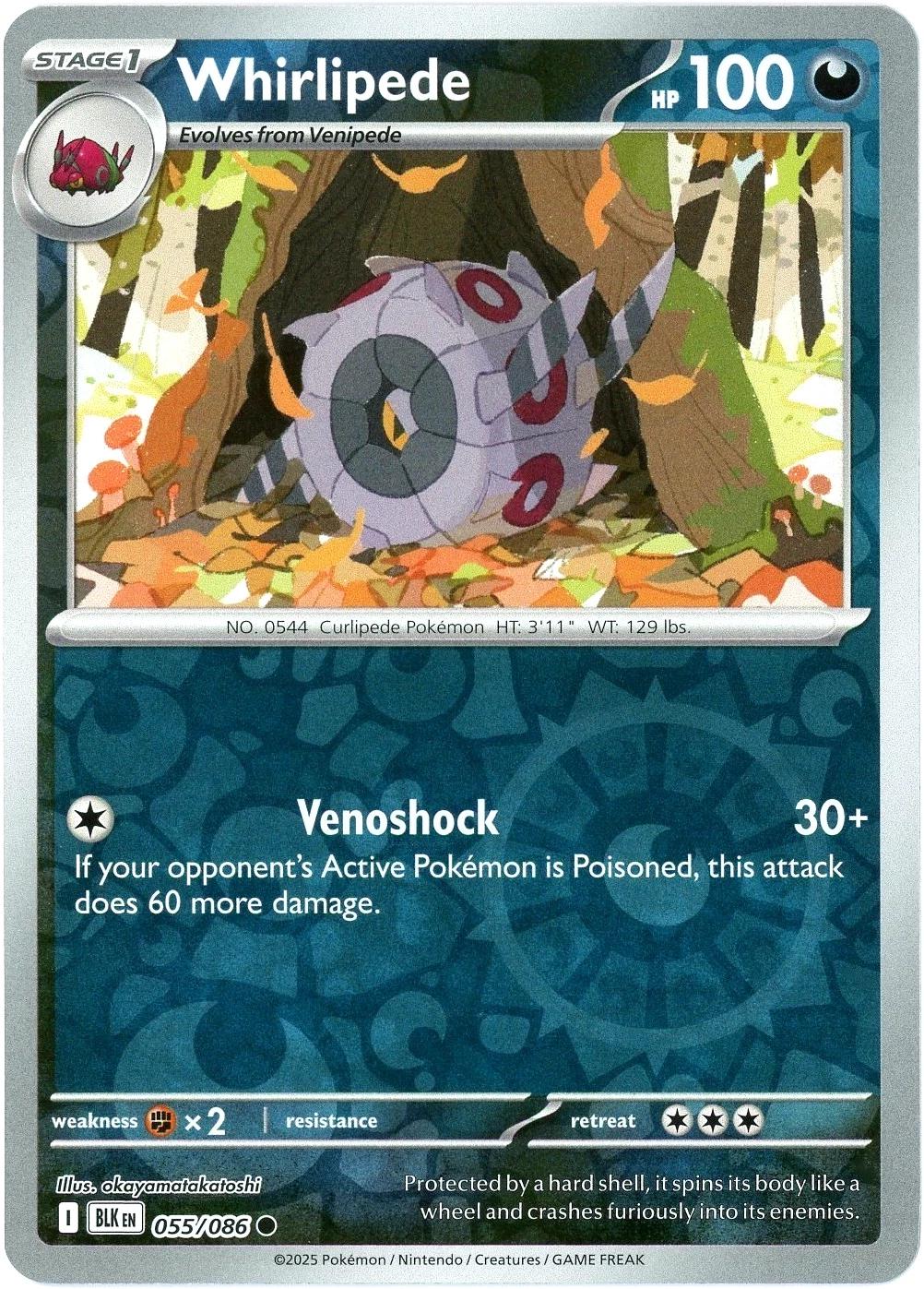 Whirlipede 055/086 · Reverse Holofoil (Black Bolt)