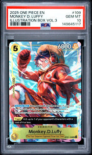 2025 One Piece Illustration Box Vol. 3, Monkey D. Luffy #109 PSA10