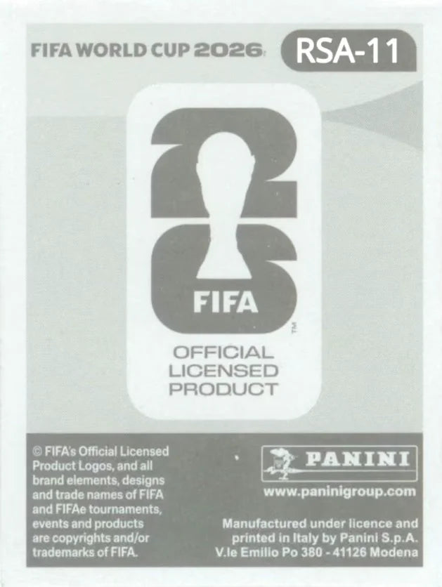 Panini FIFA World Cup 2026 Sticker RSA 11 Teboho Mokoena US Edition