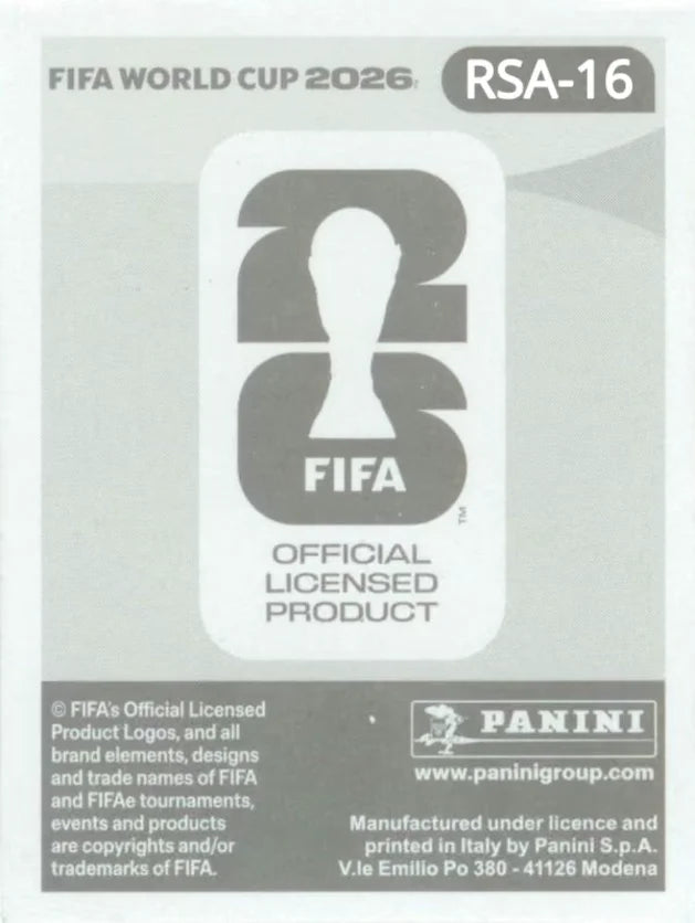 Panini FIFA World Cup 2026 Sticker RSA 16 Sipho Mbule US Edition