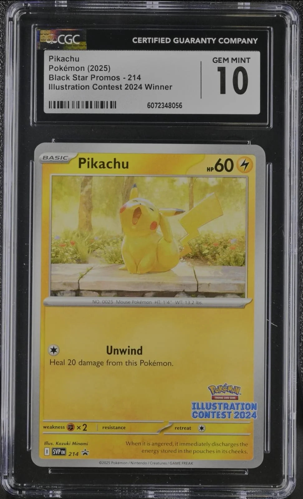 2025 Pokémon Black Star Promo #214: Pikachu, 2024 Illustration Contest Winner CGC 10