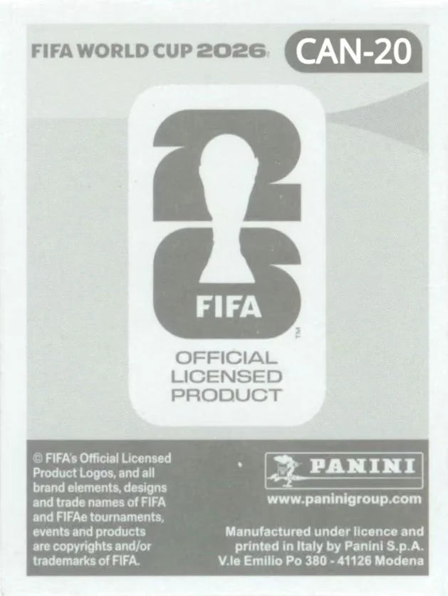 Panini FIFA World Cup 2026 Sticker CAN 20 Jonathan David US Edition