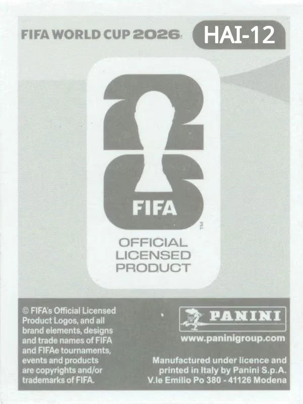 Panini FIFA World Cup 2026 Sticker HAI 12 Jean-Ricner Bellegarde US Edition