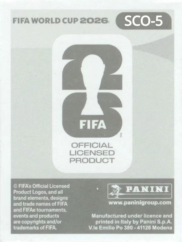 Panini FIFA World Cup 2026 Sticker SCO 5 Aaron Hickey US Edition
