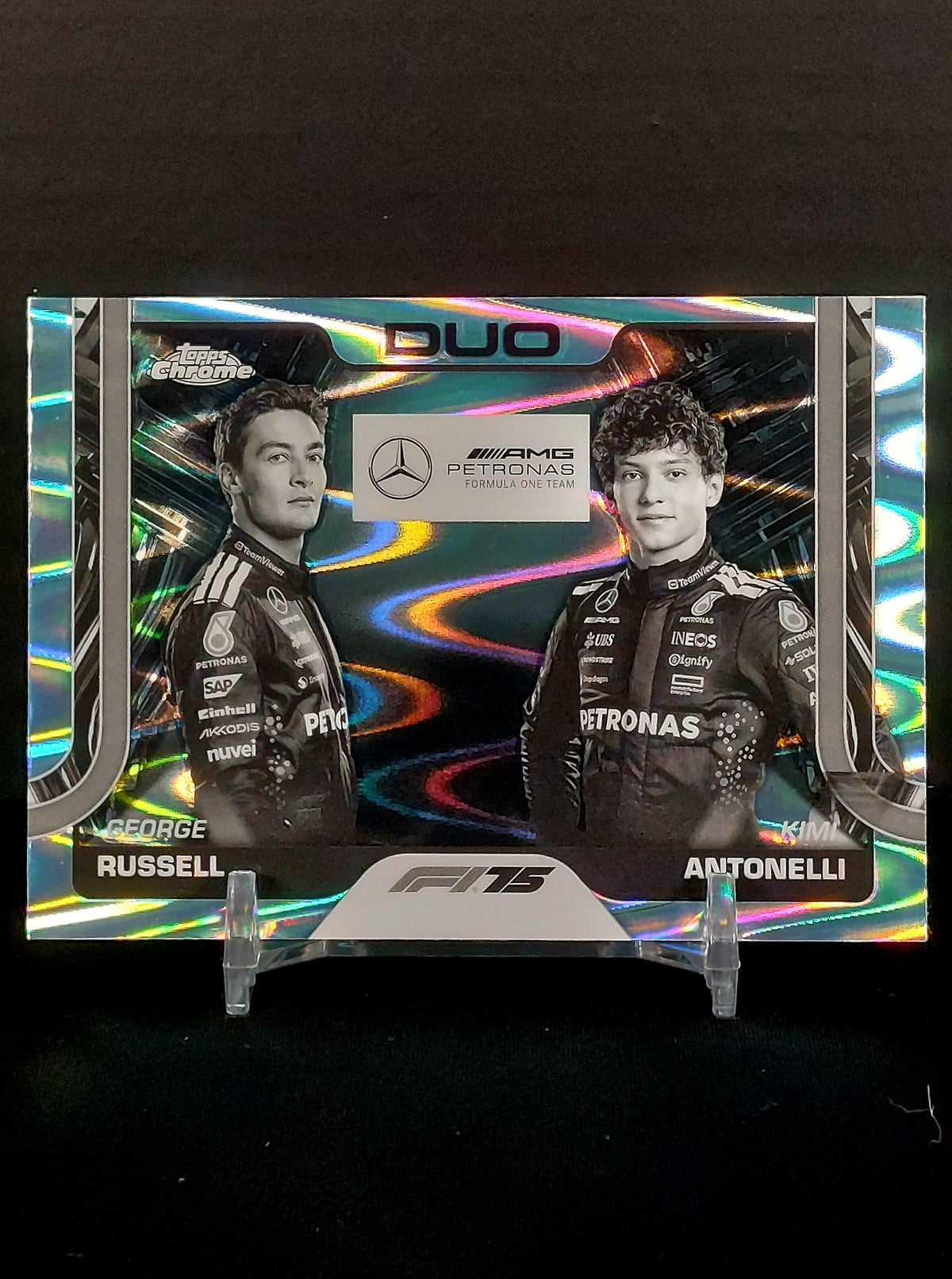 KIMI ANTONELLI & GEORGE RUSSEL (Mercedes) #167 - 2025 Topps Chrome F1, TEAM DUO Raywave Refractor