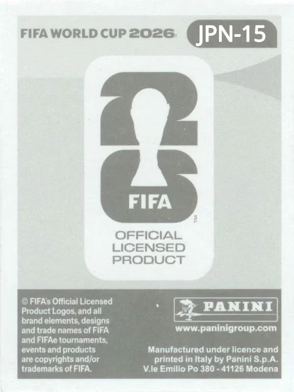Panini FIFA World Cup 2026 Sticker JPN 15 Keito Nakamura US Edition
