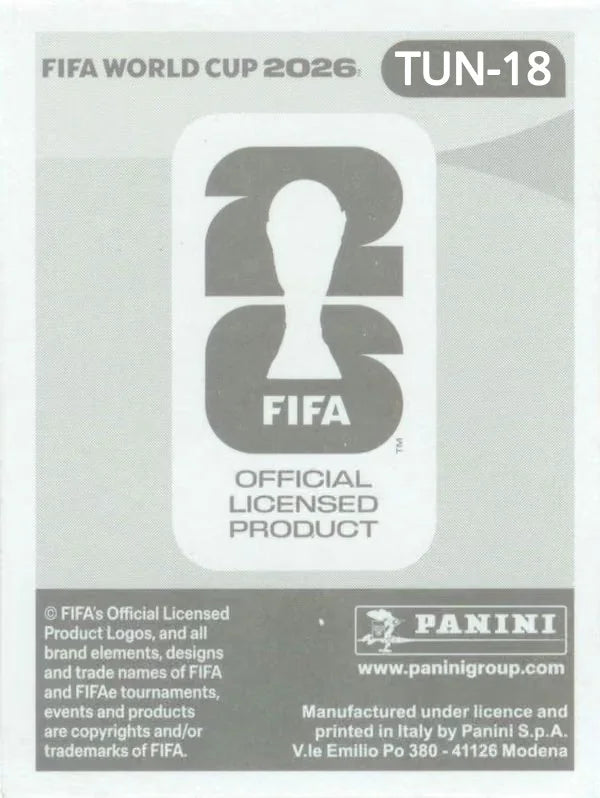 Panini FIFA World Cup 2026 Sticker TUN 18 Ismael Gharbi US Edition