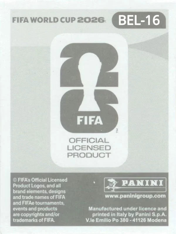 Panini FIFA World Cup 2026 Sticker BEL 16 Jérémy Doku US Edition