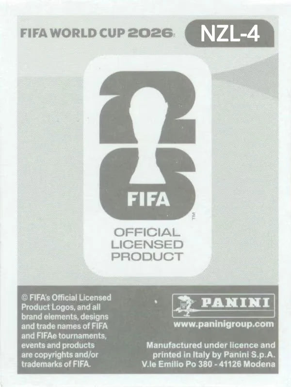 Panini FIFA World Cup 2026 Sticker NZL 4 Michael Boxall US Edition