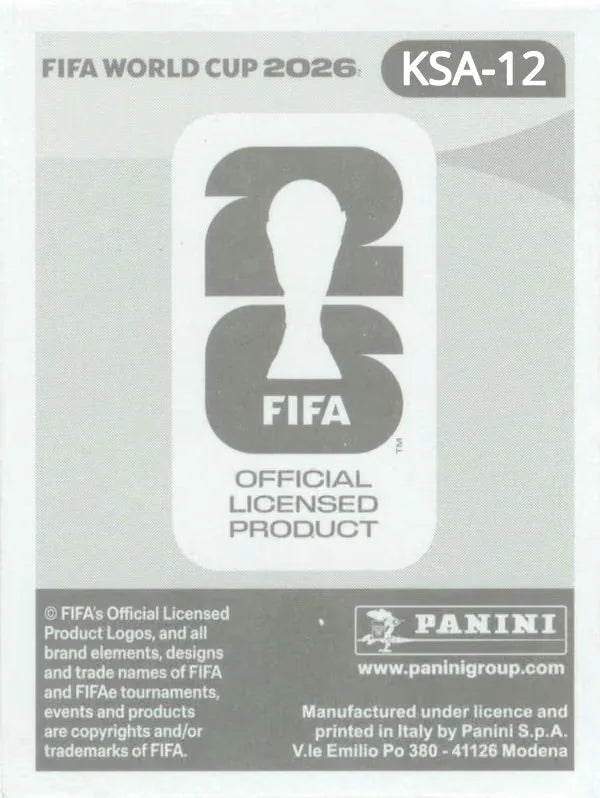 Panini FIFA World Cup 2026 Sticker KSA 12 Nasser Aldawsari (Saudi Arabia US Edition