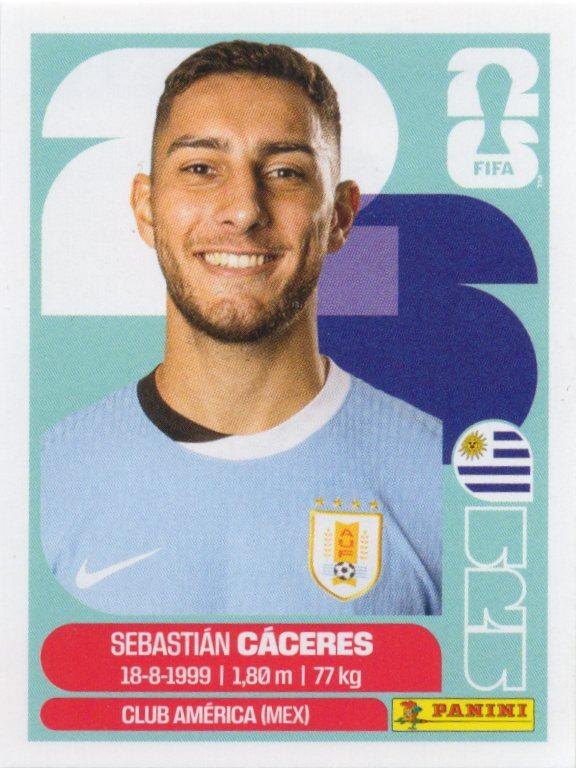 Panini FIFA World Cup 2026 Sticker URU 6 Sebastian Caceres US Edition