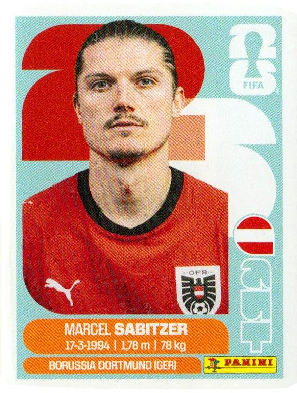 Panini FIFA World Cup 2026 Sticker AUT 11 Marcel Sabitzer US Edition