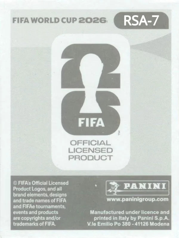 Panini FIFA World Cup 2026 Sticker RSA 7 Khulumani Ndamane International Edition
