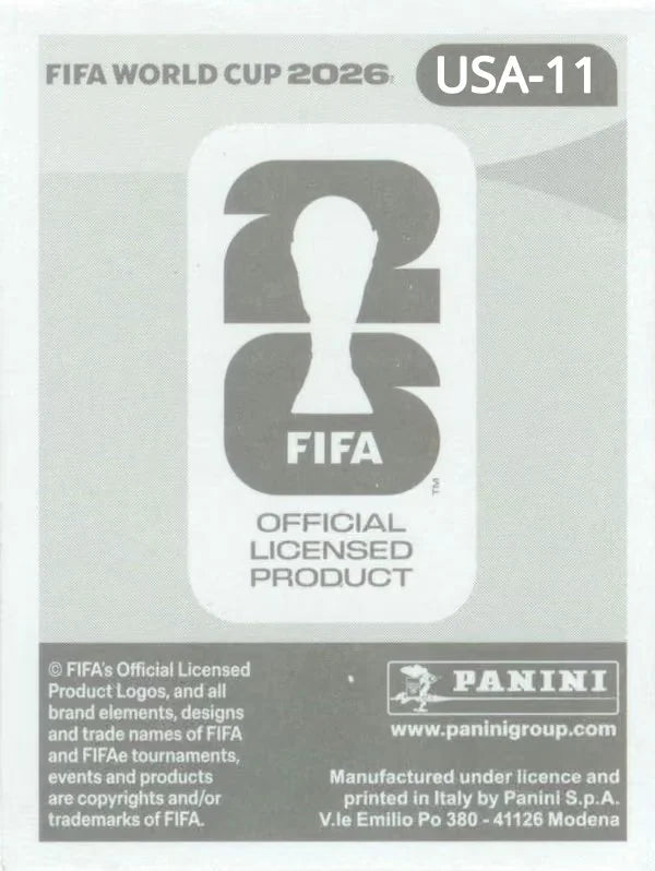 Panini FIFA World Cup 2026 Sticker USA 11 Cristian Roldan International Edition