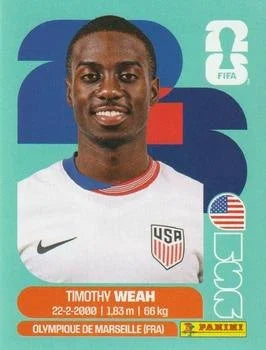 Panini FIFA World Cup 2026 Sticker USA 12 Timothy Weah International Edition