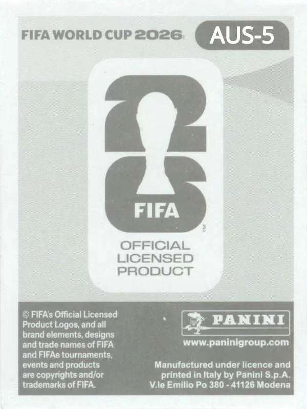 Panini FIFA World Cup 2026 Sticker AUS 5 Alessandro Circati International Edition