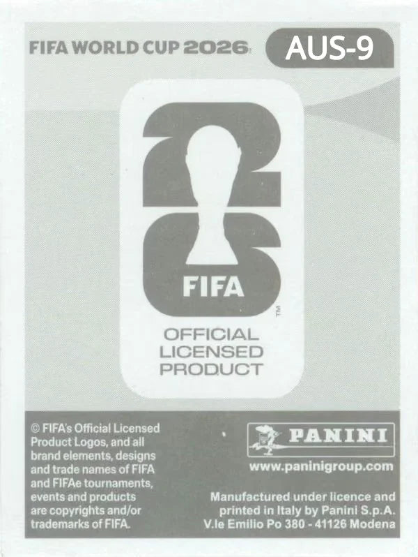 Panini FIFA World Cup 2026 Sticker AUS 9 Lewis Miller International Edition