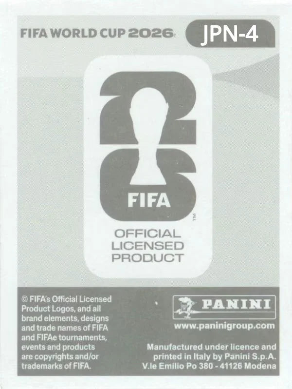 Panini FIFA World Cup 2026 Sticker JPN 4 Ayumu Seko International Edition